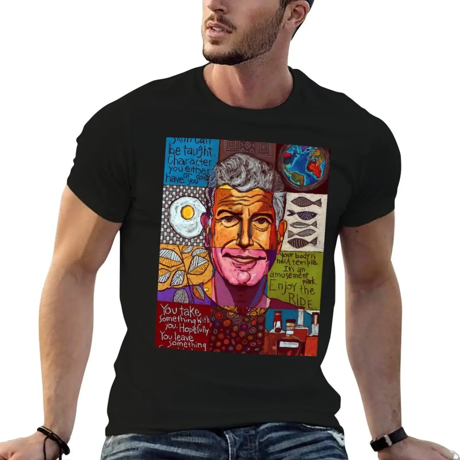 Anthony Bourdain Collage T-Shirt Work Daily Short Sleeve Top - Aliexpress - FashionsVida