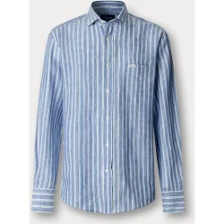 Camisa de hombre de rayas regumental de lino fit Club
