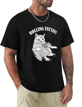 Rolling Fatties Cat Kitty Animal Pet Lovers T-Shirt Work Short Sleeve Cotton Top - Aliexpress - FashionsVida