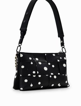 Sac à bandoulière M tressé gouttes, PolyurÉThane, Noir, U