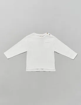 T-shirt Lil'Atelier in puro cotone bianca a maniche lunghe con taschino - Lil' Atelier - FashionsVida