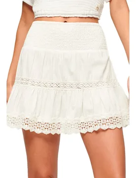 Minigonna Ibiza Lace Mix Off White XL - Superdry - FashionsVida