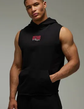 Men's Active Boxing Sleeveless Hoodie Black Size X-Large Black XL - boohooMAN - FashionsVida