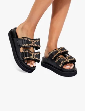 Flat Sliders Black Mix female - Kurt geiger - FashionsVida
