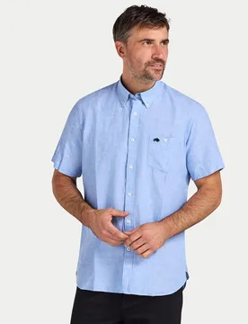 Classic Short Sleeve Linen Mens Shirt - - Size: 6XL - Raging Bull - FashionsVida