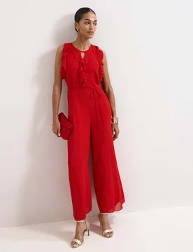 Frill Detail Sleeveless Wide Leg Jumpsuit Red female - Phase Eight - FashionsVida