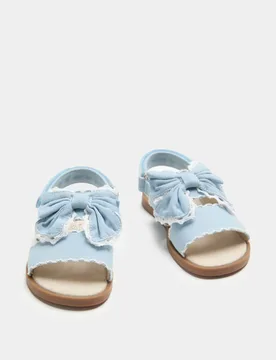 Kids'Double Strap Bow Sandals (4 Small-2 Large) Blue Mix Female - M&S - FashionsVida