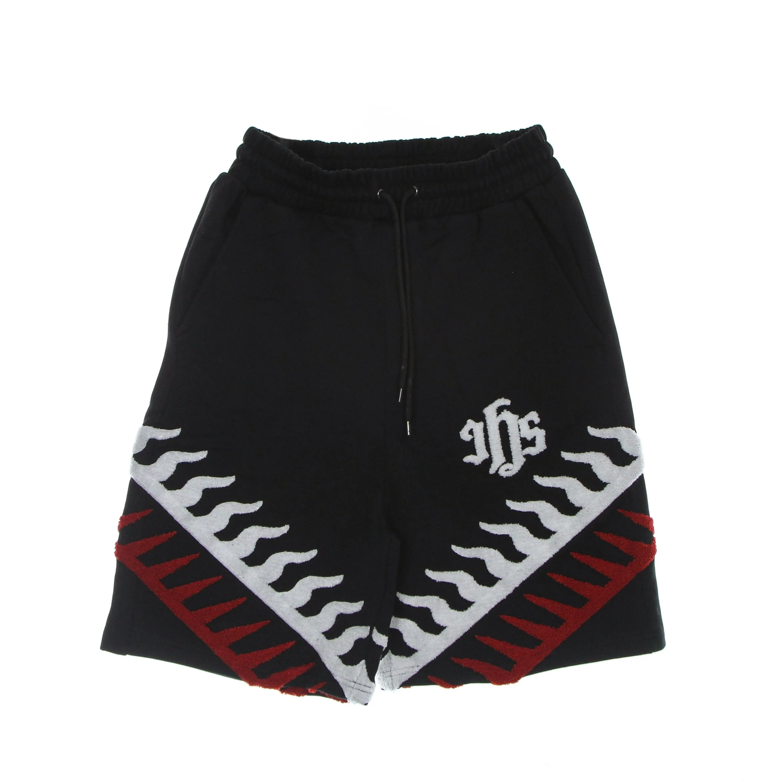 Pantalone Corto Tuta Uomo Sponge Graphic Flames Basket Pants Black - IHS - FashionsVida