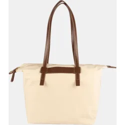 Bolso de mujer formato shopping, cierre de cremallera y detalles a contraste