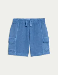 Pure Cotton Cargo Shorts (2 -8 Yrs) Blue male