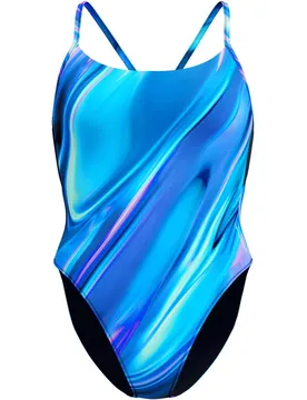 Printed Racerback Damen Schwimmanzug, grün XS