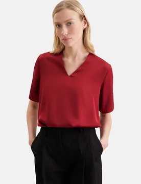 Blusenshirt mit V- Neck aus Satin Rot 34 - Seidensticker - FashionsVida