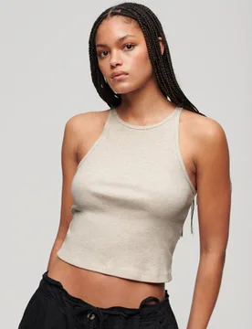 Superdry Damen Essential Racer-tanktop mit Logo Creme - Größe: 10-12 - 26.99 - FashionsVida