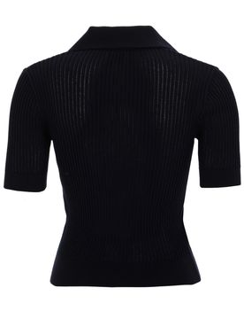Embroidered Ribbed Cotton Polo Shirt