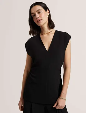Ruched V-Neck Top Black female - Ted baker - FashionsVida