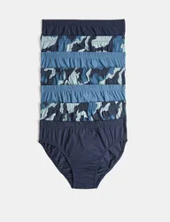 Pack Pure Cotton Camo Briefs (18 Mths-16 Yrs) Khaki Mix male