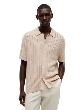 Chemise à Manches Courtes Mw0mw43249 Heather Oatmilk M - Tommy hilfiger - FashionsVida