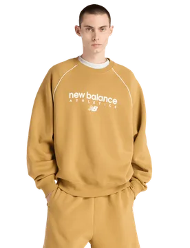 Fleece Men Sweatshirts - Beige - Size L - Cotton Jersey - Beige - Size: Large - New Balance - FashionsVida