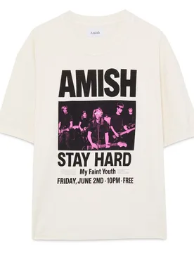 T-shirt unisex crop jersey stay hard dyed - ecru - Amish - FashionsVida
