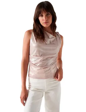 Blusa Senza Maniche Lurex Rib Light Pearl XS