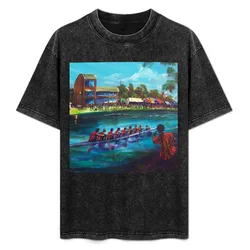 Head of the River Nagambie VIC - artist Bob Gammage T-Shirt Basic Solid Tee for Daily Use