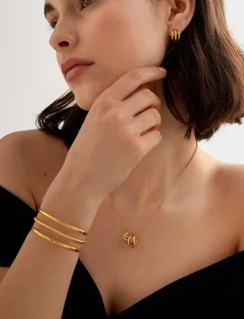 Gold Plated Waterproof Open Cuff Bangle Gold female - Katie Loxton - FashionsVida