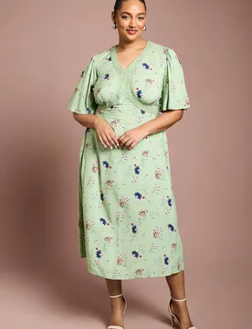 Women's Plus Angel Sleeve Lace Trim Midi Dress in Green Size: 18 - Green - Size: 18 - Dorothy perkins - FashionsVida