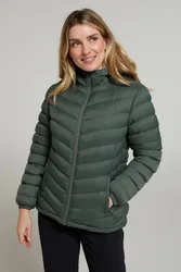 Women's 'Seasons' Water Resistant Lightweight Padded Fur Fleece Lined Jacket in Khaki Size: 18 - Khaki - Size: 18