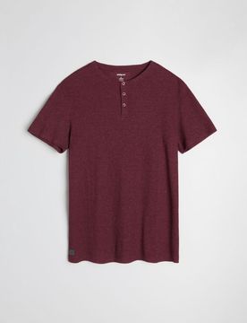 T-shirt Henley in cotone - maroon