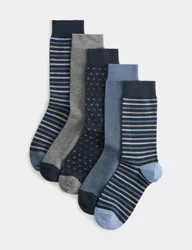 Pack Cool & Fresh™ Geo Cotton Rich Socks Blue Mix male