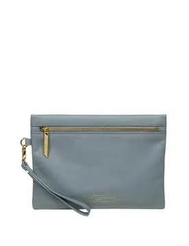 Chalfont' Leather Clutch Bag - Light Blue - Size: One Size - Pure Luxuries London - FashionsVida