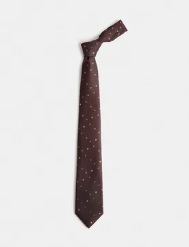 M&S Ditsy Floral Tie Burgundy male - M&S - FashionsVida