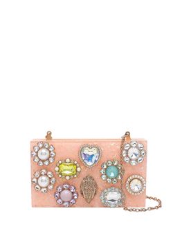 Pochette con scatola di cristalli pesca