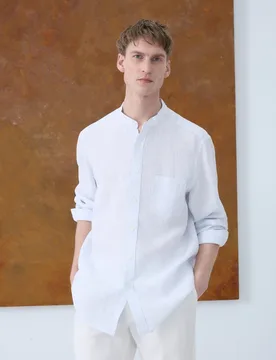Camisa lino manga larga de hombre - Emidio Tucci - FashionsVida