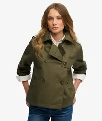 Superdry Damen Kurzer Trenchcoat Green - Größe: 38
