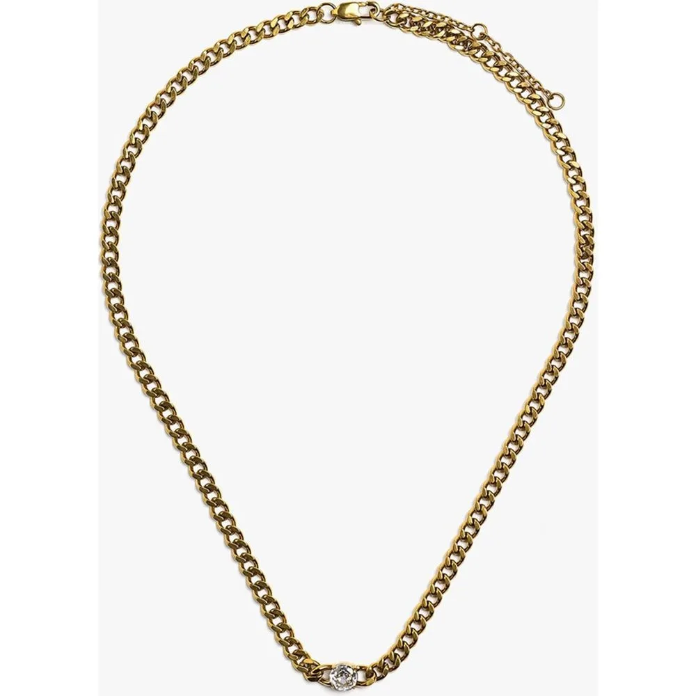Collar de acero inoxidable de eslabones con circonita decorativa - Parfois - FashionsVida