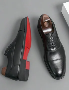 Zapatos de vestir para hombre de lujo vintage de diseñador color negro de piel sintética elegantes para caballero zapatos sociales con suela roja za - Shein - FashionsVida