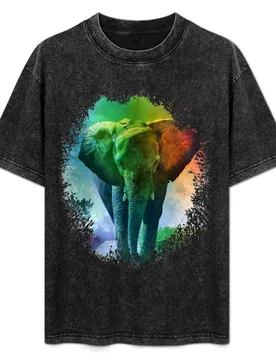 Colorful Elephant Art T-Shirt Soft Anti-Shrink Cotton Tee - Aliexpress - FashionsVida