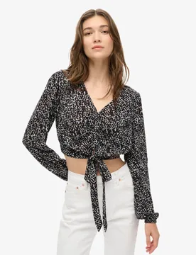 Superdry Damen Bindesaum-oberteil im Vintage-look Schwarz - Größe: 36 - 59.99 - FashionsVida