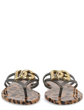 Printed Polished Calfskin Baroque DG Sandals