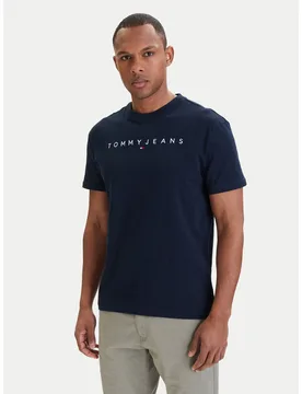 T-Shirt Linear Logo DM0DM20744 Dunkelblau Regular Fit S male - Tommy Jeans - FashionsVida
