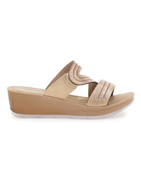 Ciabatte Sabbia con Zeppa e Strass 23RN 37