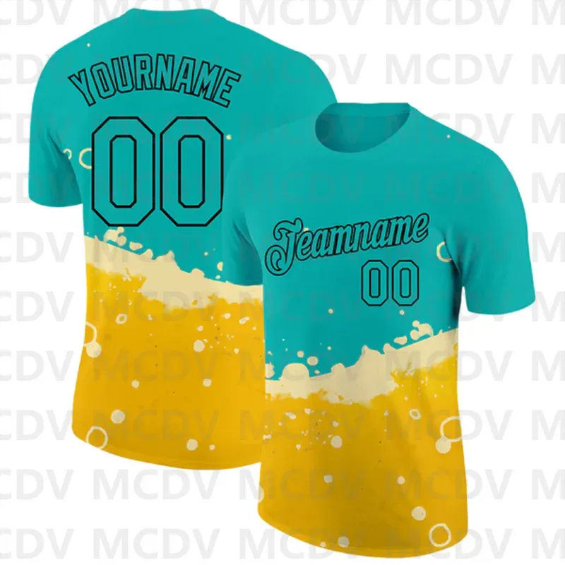 Custom Aqua Yellow-Black 3D Pattern Design Beer Performance T-Shirt - Aliexpress - FashionsVida