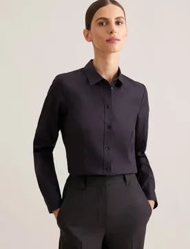 Hemdbluse mit Abnähern regular fit Schwarz 44 - Seidensticker.com - FashionsVida