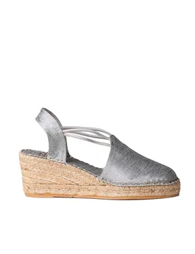 Pons Espadrilles Compensées Turia Silver EU 35 - Toni - FashionsVida