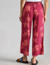 Linen Rich Printed Wide Leg Culottes Pink Mix female