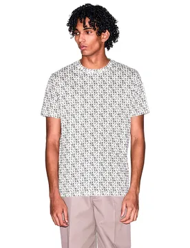 Exchange T-shirt à Manches Courtes Xm002778_af10356 Block Logo Allover Print Cream XL