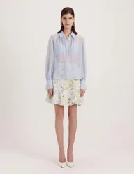 Pure Silk Collared Shirt Light Blue female