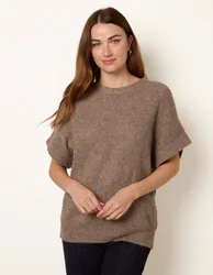 Crew Neck Knitted Jumper - S/M / MOCHA - female