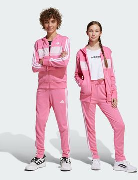 Tuta Seasonal Essentials Tiberio 3-Stripes French Terry Junior 13-14A Pink Fusion / White / Clear Pink